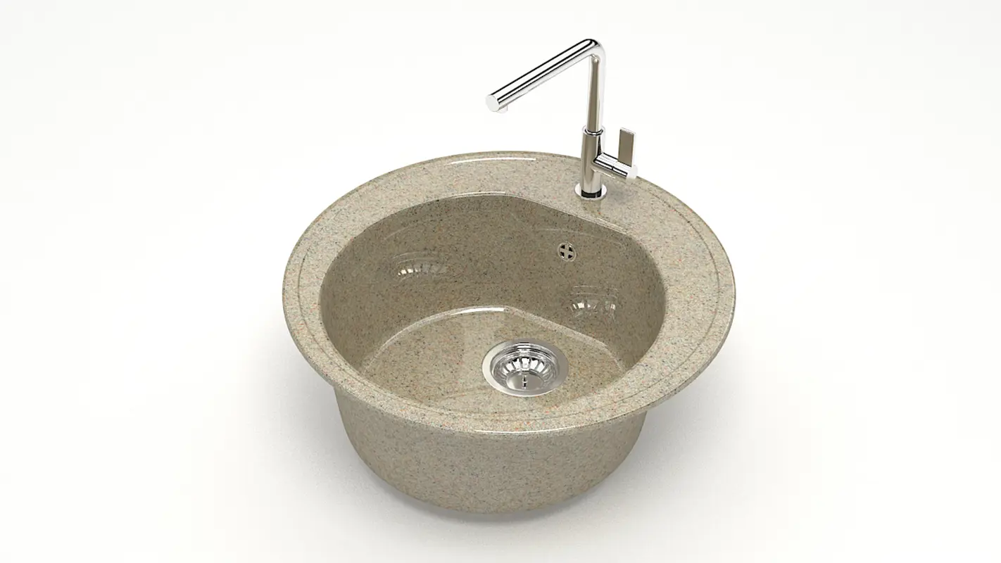 Изображение товара Врезная мойка Bergg Zett Lab B003Q005-K 50.50x50.50x19.10 см кварцит цвет песочный