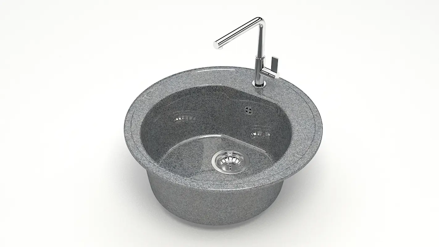 Изображение товара Врезная мойка Bergg Zett Lab B003Q008-K 50.50x50.50x19.10 см кварцит цвет темно-серый