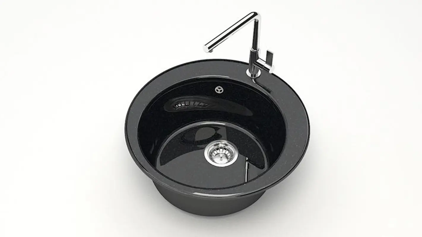 Изображение товара Врезная мойка Bergg Zett Lab B030Q004-K 47.50x47.50x18 см кварцит цвет черный