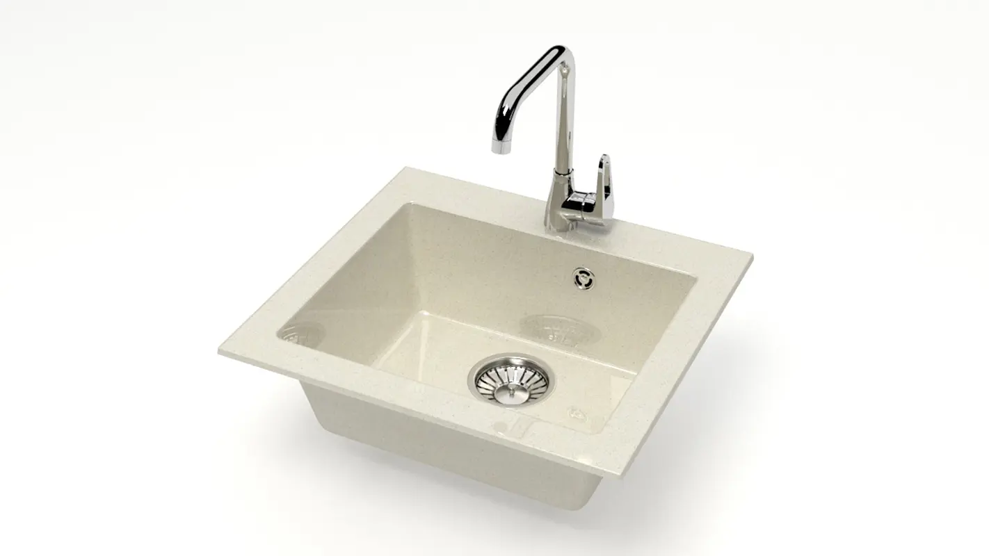 Изображение товара Врезная мойка Bergg Zett Lab B035Q002-K 44x48x16 см кварцит цвет бежевый