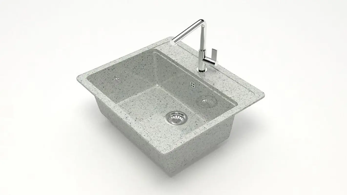 Изображение товара Врезная мойка Bergg Zett Lab B009Q010-K 50.50x57x20 см кварцит цвет светло-серый