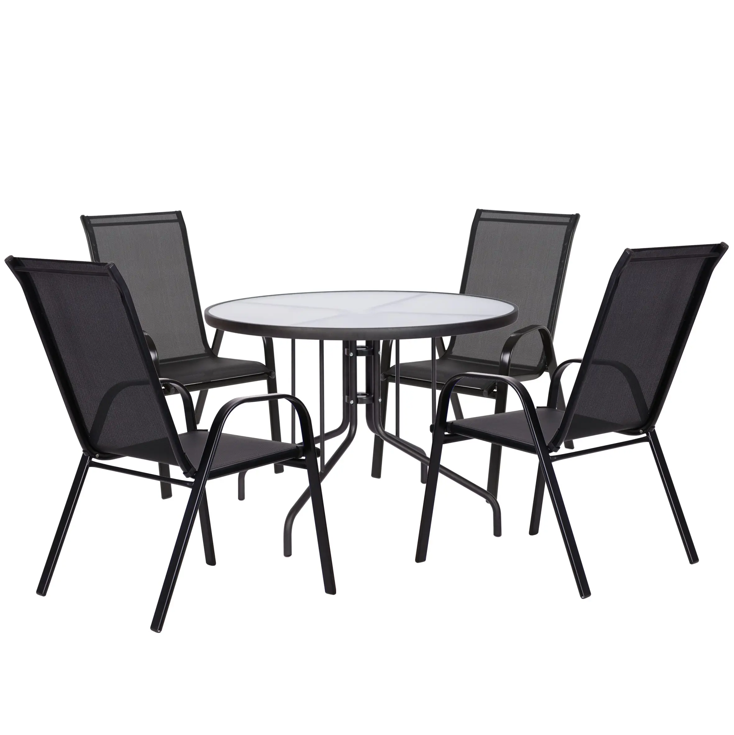 Изображение товара Садовая мебель для отдыха Mebiusrotang Patio искусственный ротанг черный:стол, 4 кресла