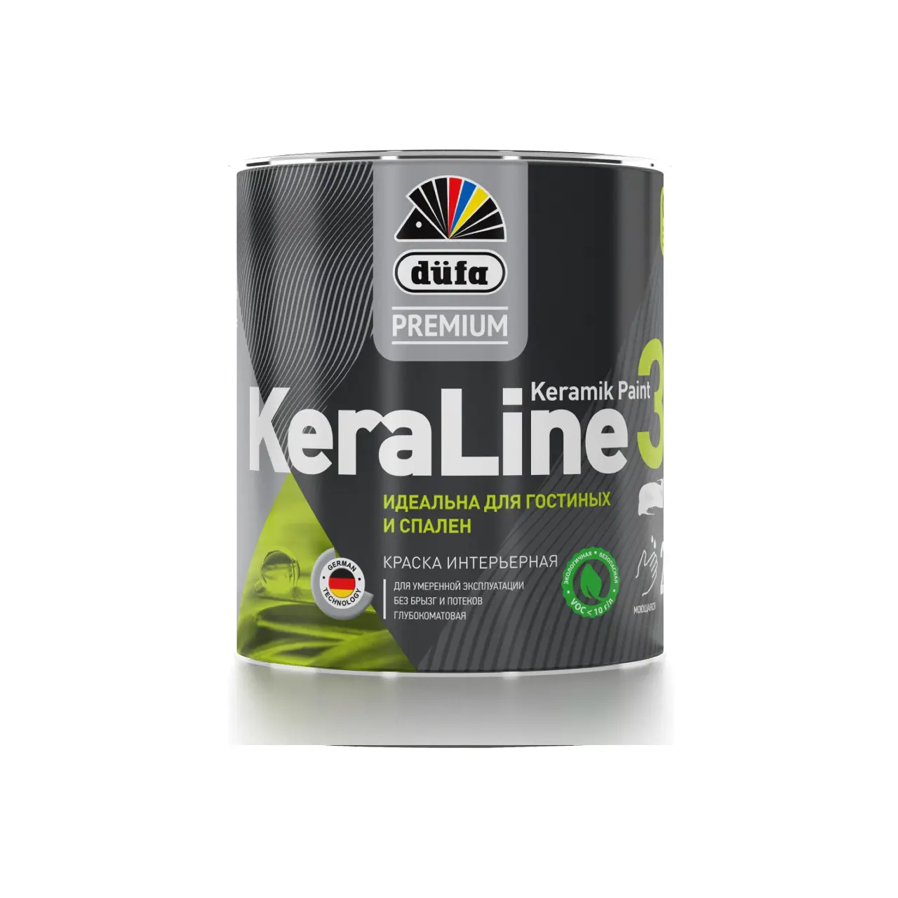 Изображение товара Краска для стен и потолков Dufa Premium KeraLine Keramik Paint 3 глубокоматовая белая база 1 0.9 л