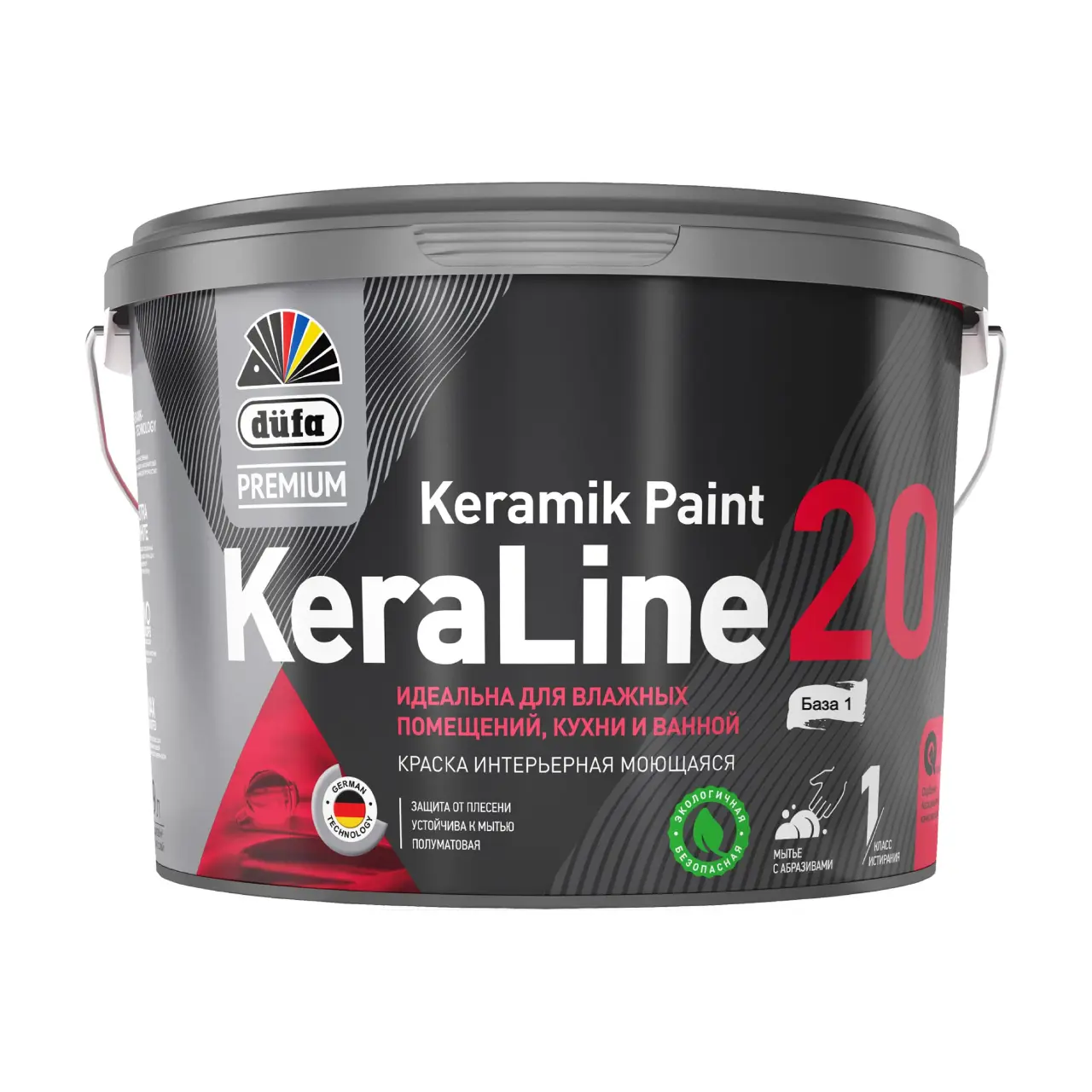 Изображение товара Краска для влажных помещений Dufa Premium KeraLine Keramik Paint 20 9л полуматовая белая