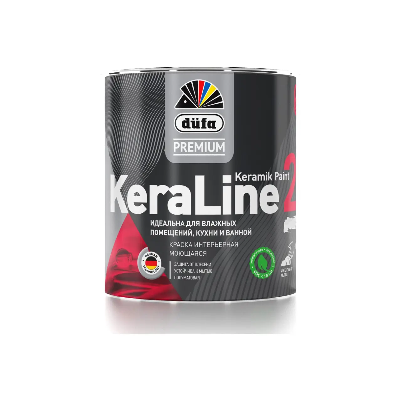 Изображение товара Краска для влажных помещений Dufa Premium KeraLine Keramik Paint 20 полуматовая прозрачная база 3 0.9 л