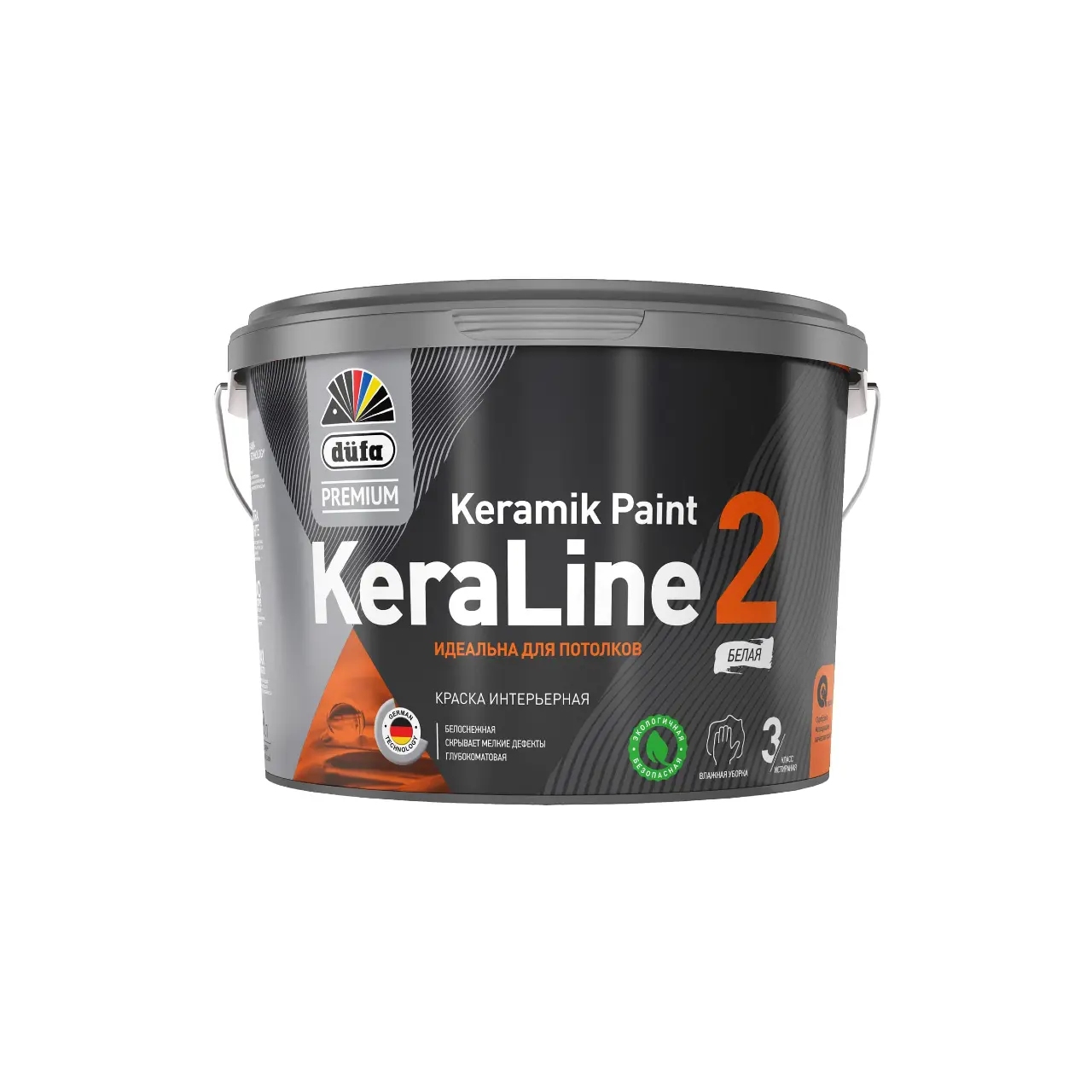 Изображение товара Краска для потолков Dufa Premium KeraLine Keramik Paint 2 глубокоматовая белая база 1 9 л