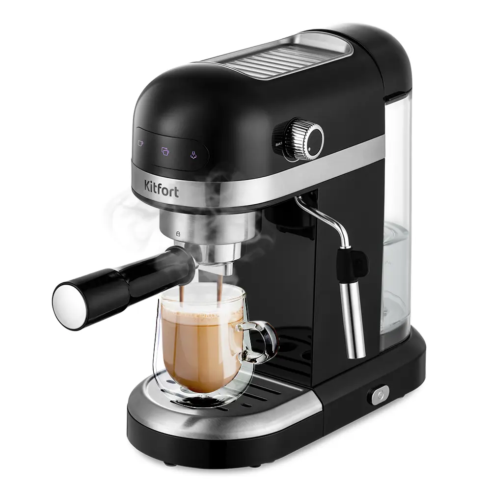 Изображение товара Кофеварка Kitfort КТ-7115 рожковая 15.3x32x32.8 см черный