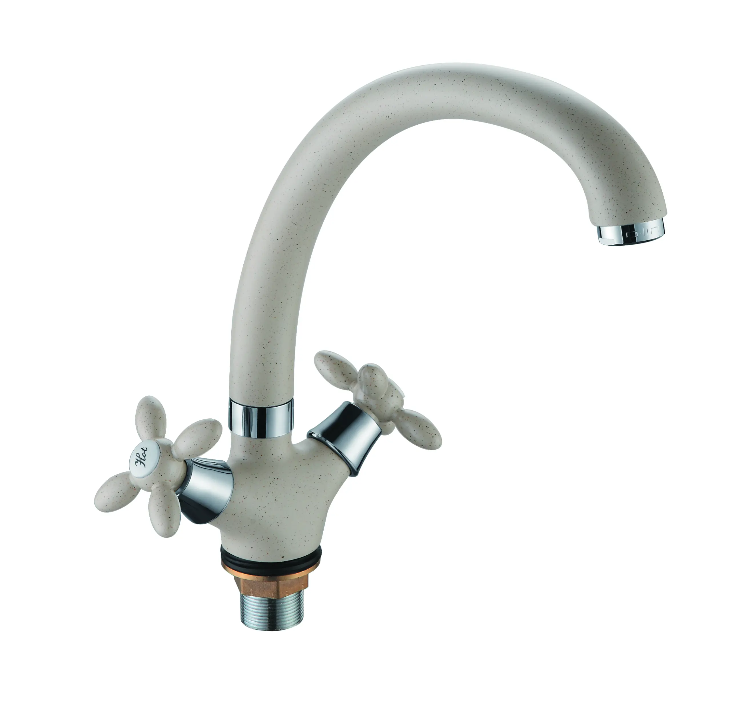 Изображение товара Смеситель для кухни двухвентильный D-lin D153808-k излив 20 см цвет бежевый