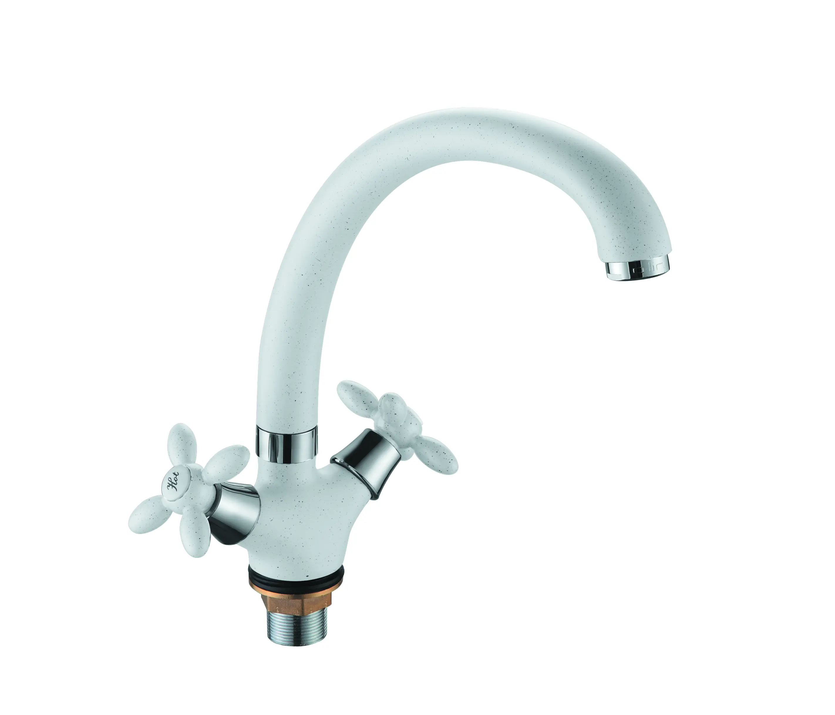 Изображение товара Смеситель для кухни двухвентильный D-lin D153808-c излив 20 см цвет белый