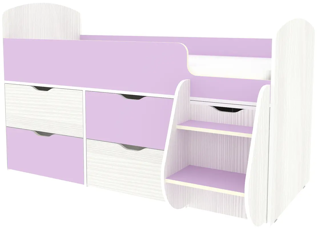 Изображение товара Кровать Кариви Малыш 7 164x101x74 см цвет ирис/белое дерево