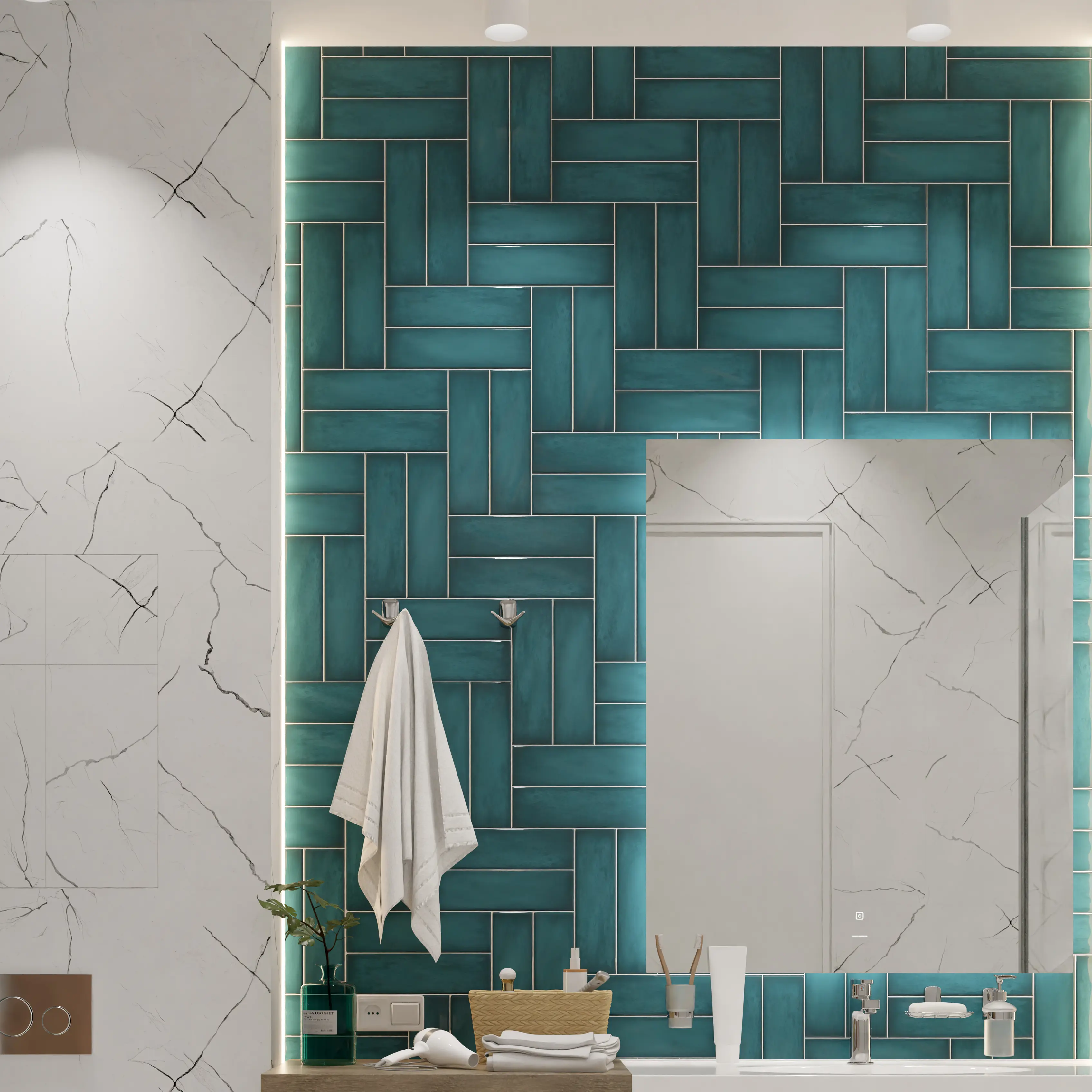 Изображение товара Плитка настенная Керамин Хейз 2 27.5x7.7 см глянцевая сине-зеленая