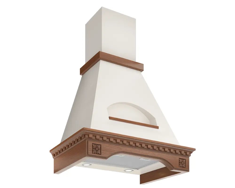 Изображение товара Наклонная вытяжка Elikor Бельведер 60П-650-П3Д 66 см цвет бежевый/орех