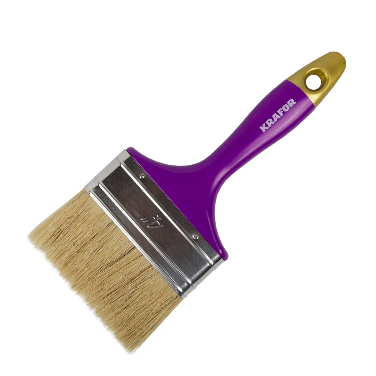 Изображение товара Кисть малярная флейцевая Krafor натуральная щетина Профи 100 мм