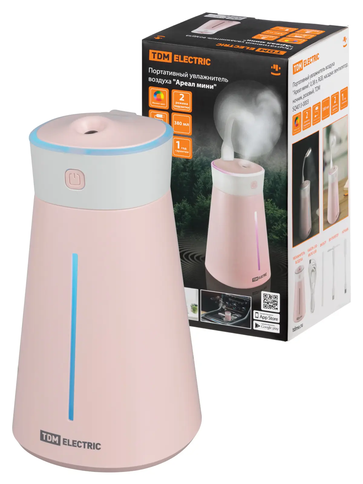 Изображение товара Ультразвуковой увлажнитель воздуха TDM Electric Ареал мини 380 мл розовый