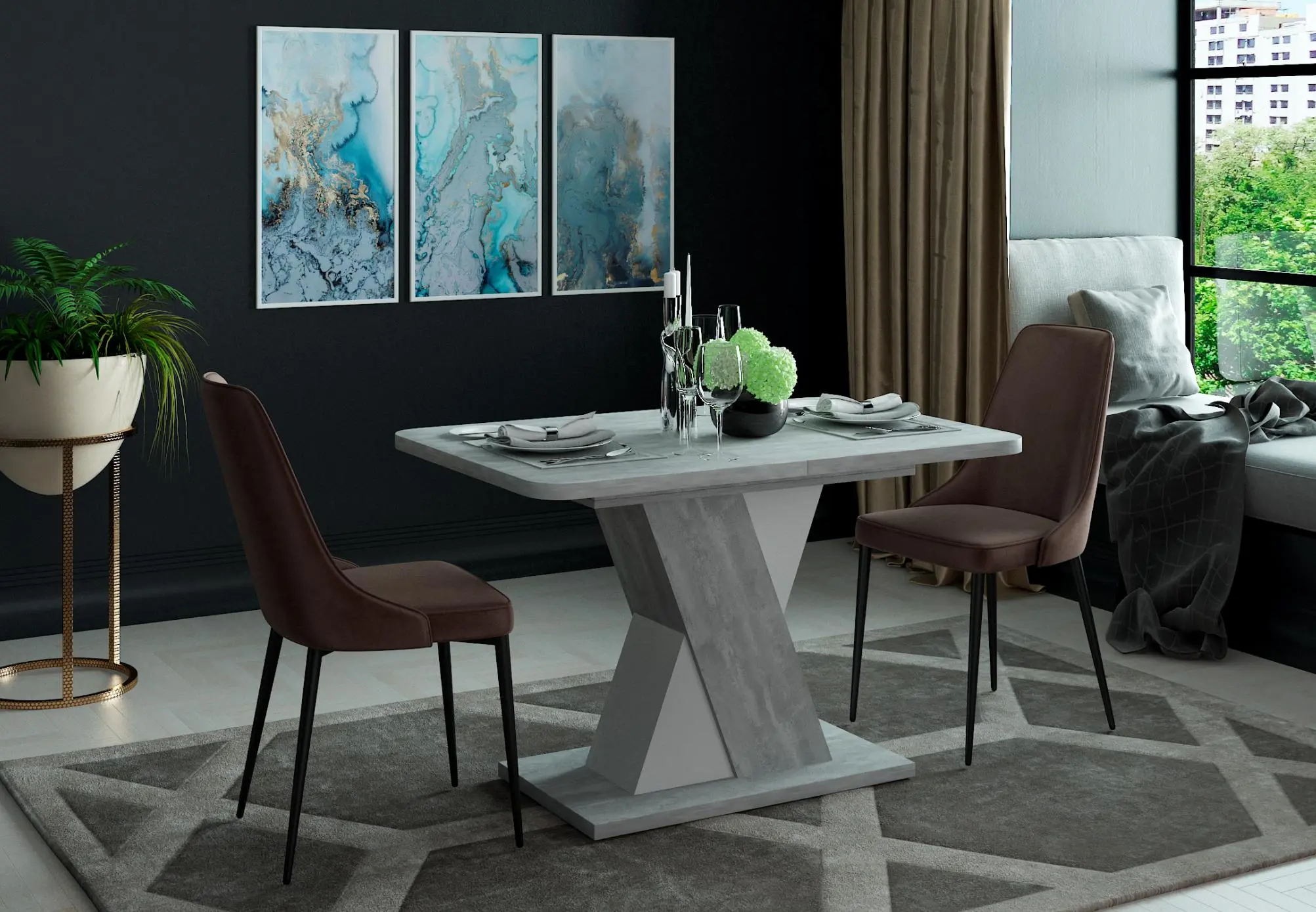 Изображение товара Кухонный стол прямоугольный Ваш день Bruno 120x80 см ЛДСП цвет белый, бетон