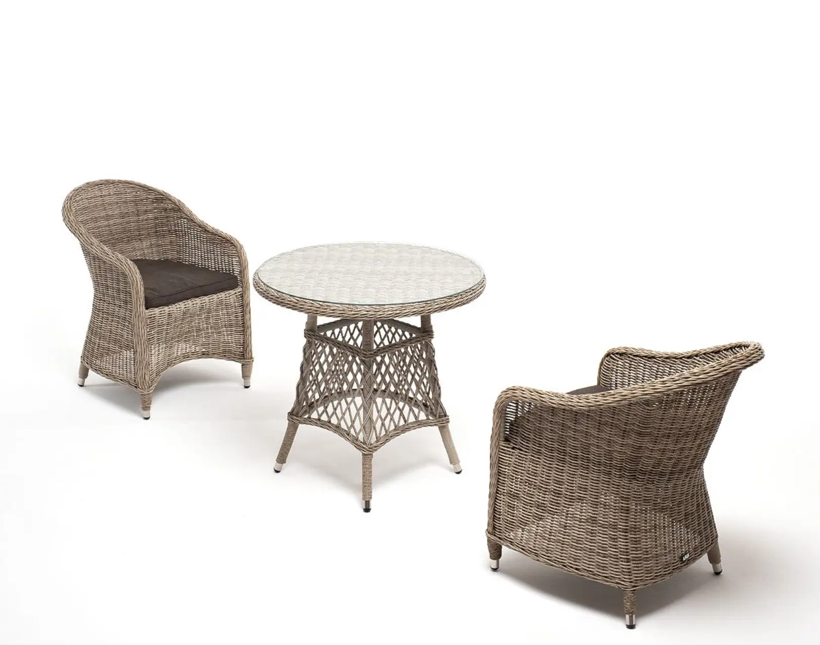 Изображение товара Садовая мебель для обеда 4sis Эспрессо-80 R искусственный ротанг бежевый:стол, 2 кресла