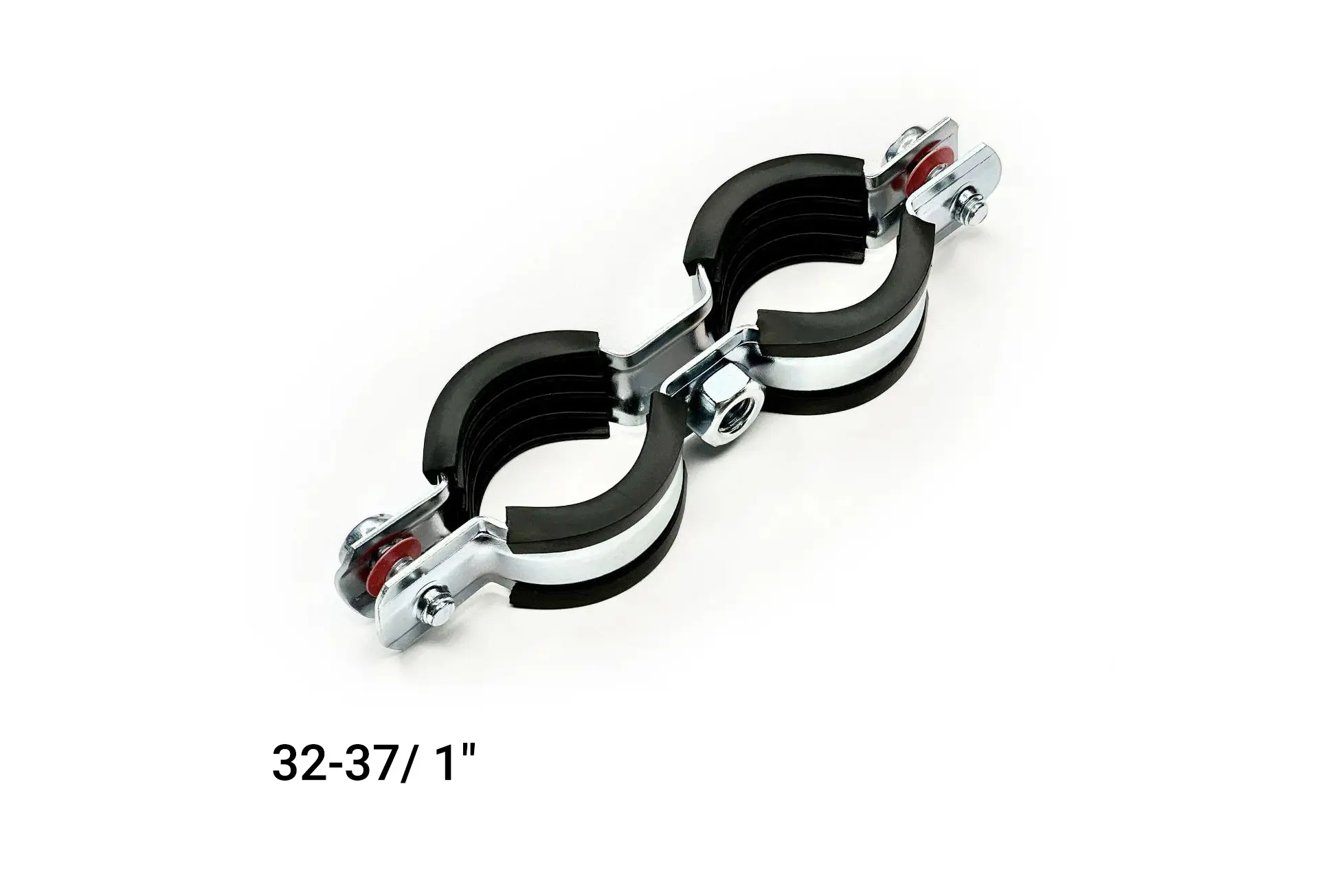 Изображение товара Хомут для труб UWS с EPDM уплотнителем 1" ø32-37 мм двойной с гайкой М8 134724