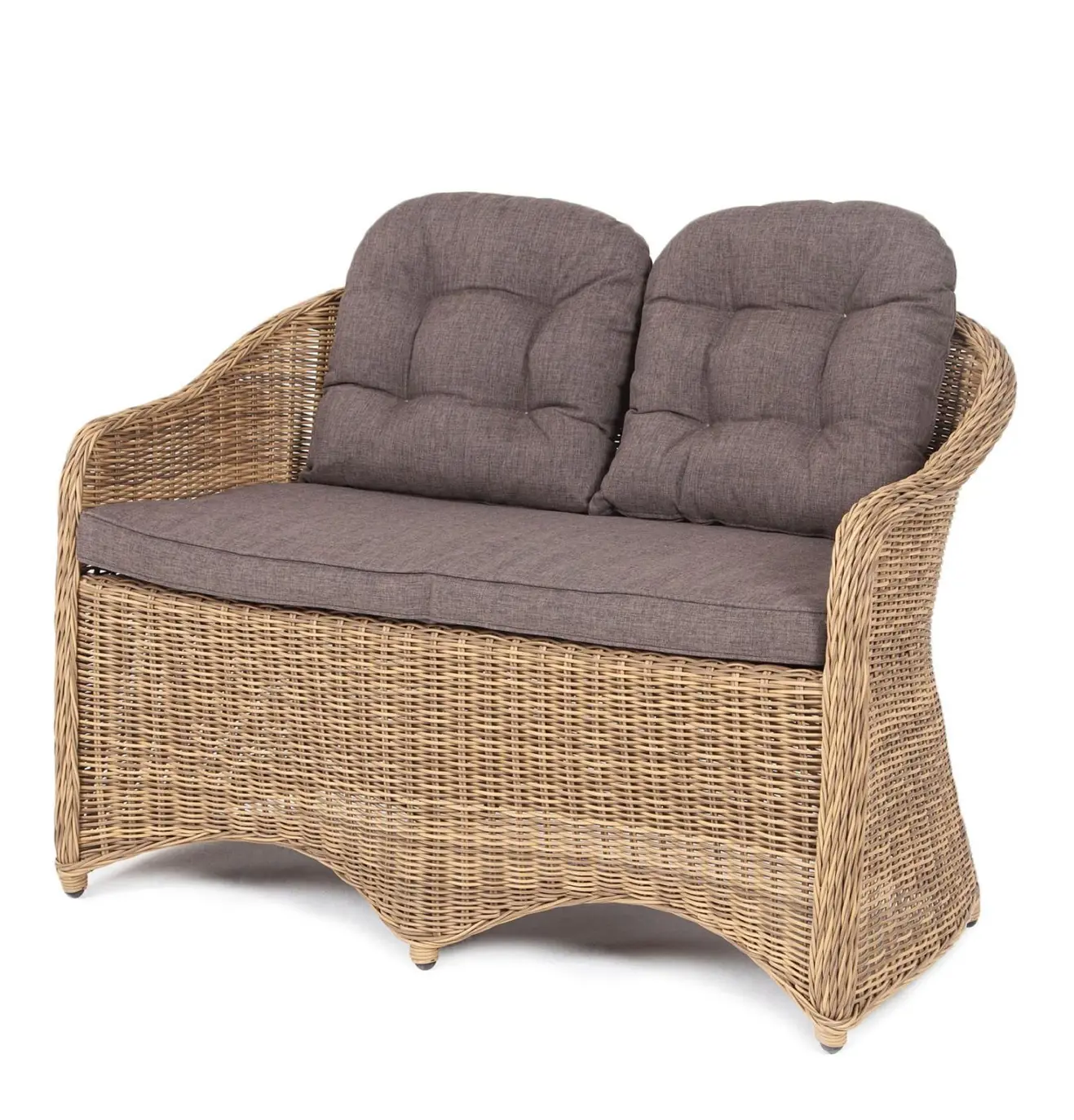 Изображение товара Диван садовый 4sis YH-C2104W Равенна 68 см x 118 см x 81 см искусственный ротанг бежевый