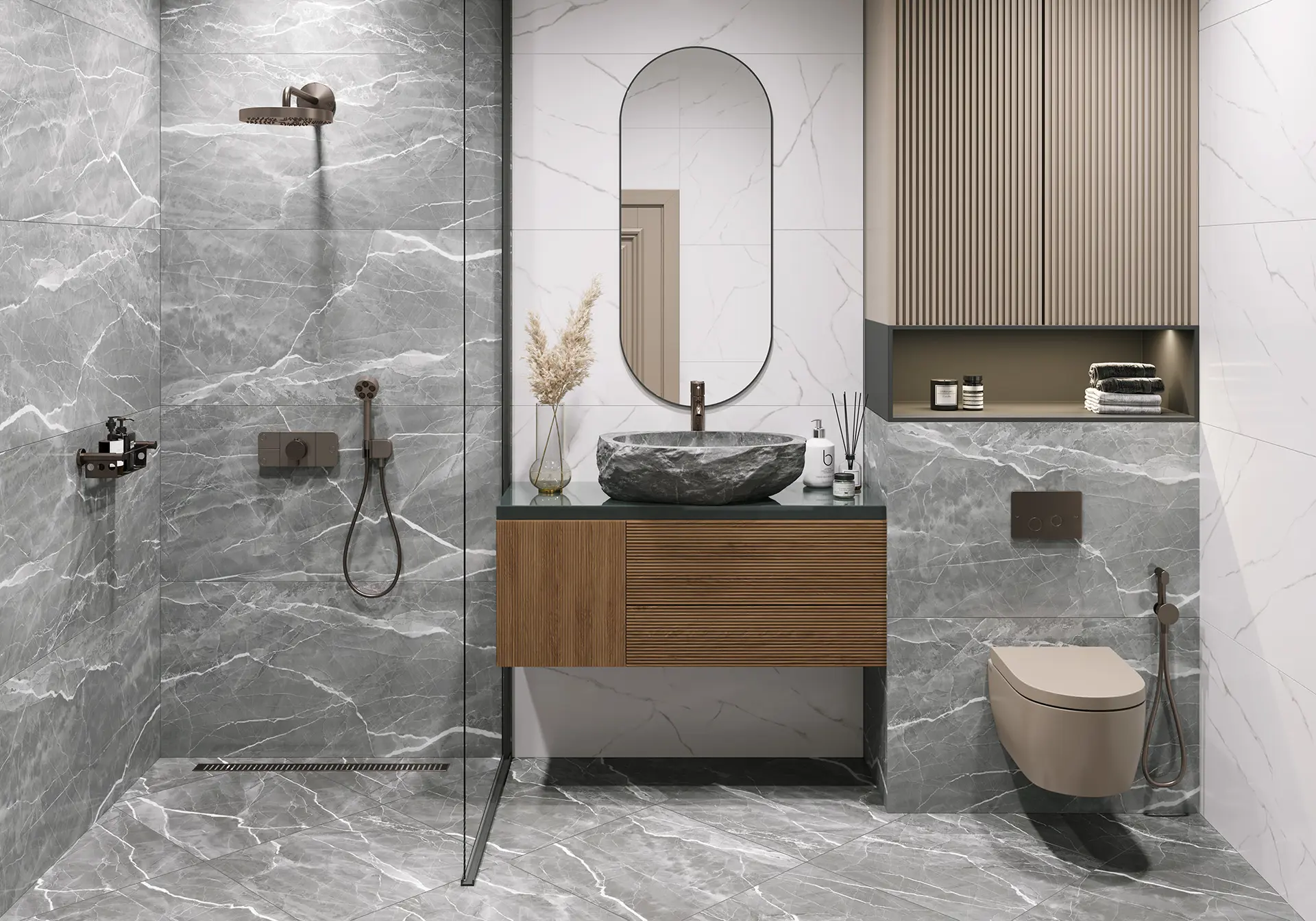 Изображение товара Керамогранит Imperial Grey 60x60 см - полированный мраморный эффект