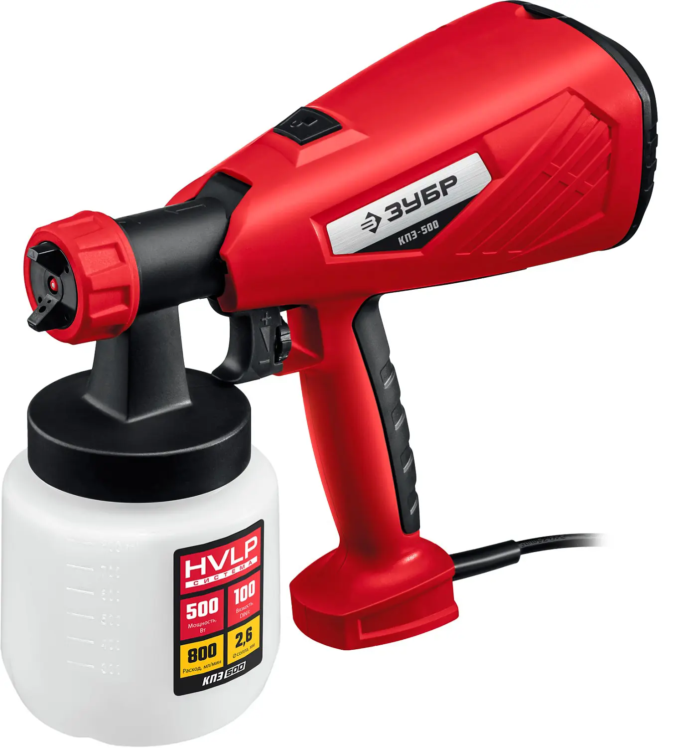 Изображение товара Краскопульт сетевой Зубр КПЭ-500, 500 Вт, 0.8 л/мин
