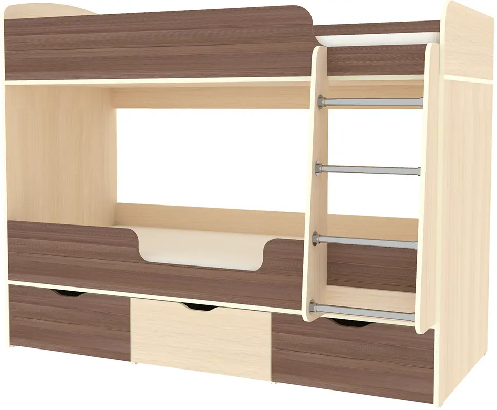 Изображение товара Кровать Кариви Малыш двойняшка 00561-01-03-00 183x146x83 см ЛДСП цвет дуб молочный/бодега темный