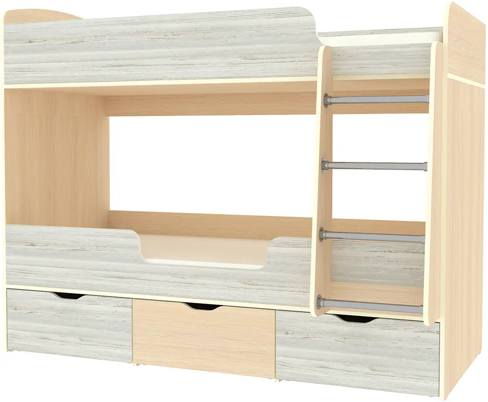Изображение товара Кровать Кариви Малыш двойняшка 00561-01-30-00 183x146x83 см ЛДСП цвет дуб молочный/винтерберг