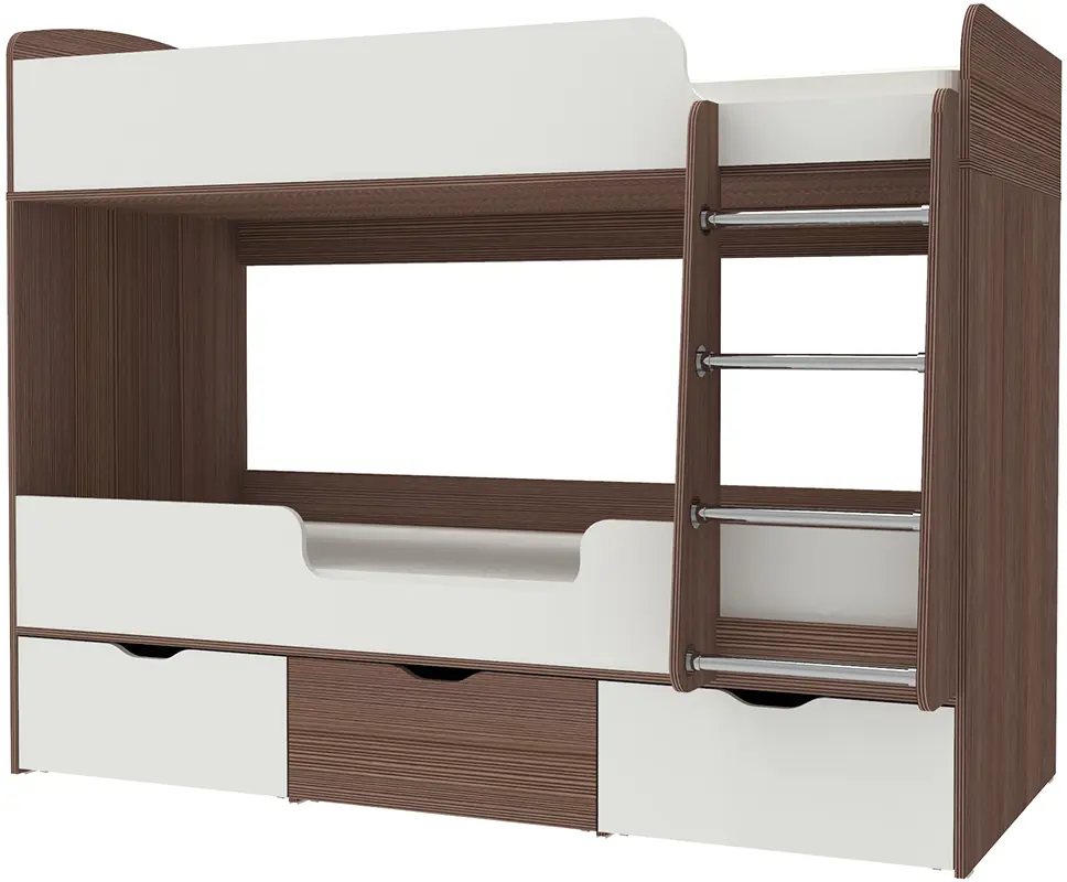 Изображение товара Кровать Кариви Малыш двойняшка 00561-03-33-00 183x146x83 см ЛДСП цвет белый/бодега темный
