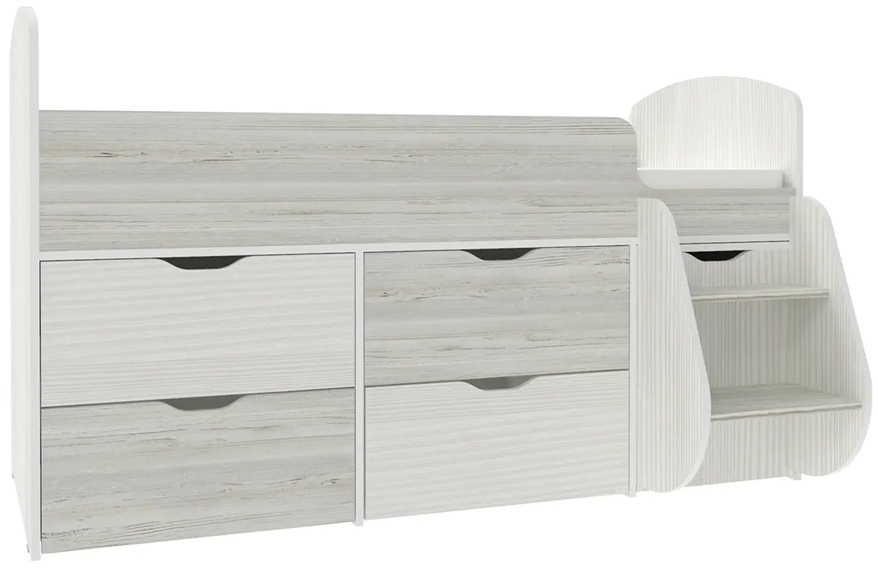 Изображение товара Кровать Кариви Малыш 7 00450-04-30-00 164x101x74 см ЛДСП цвет белое дерево/винтерберг