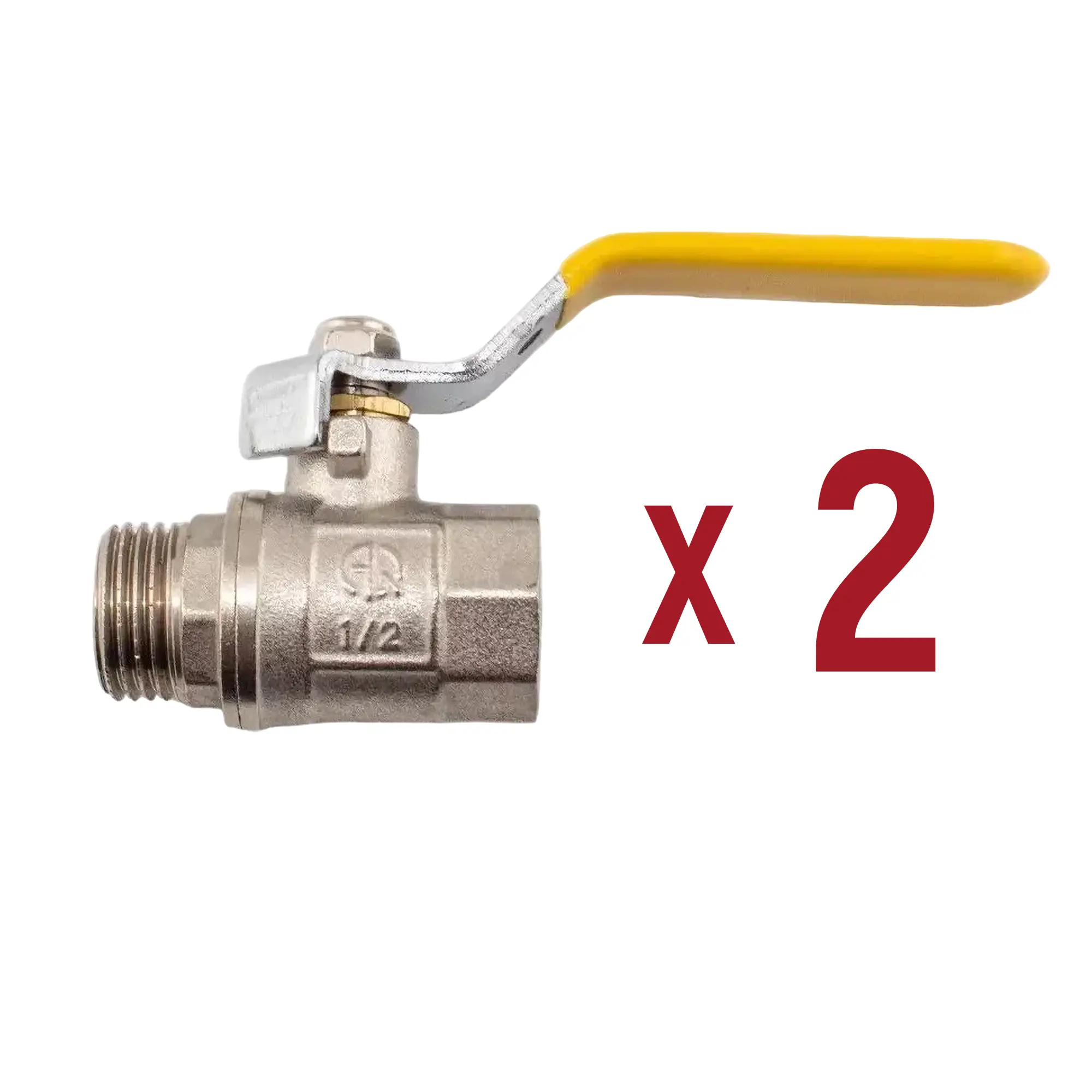 Изображение товара Кран шаровой для газа Aqualink 1/2" внутренняя-наружная резьба рычаг 2 шт.