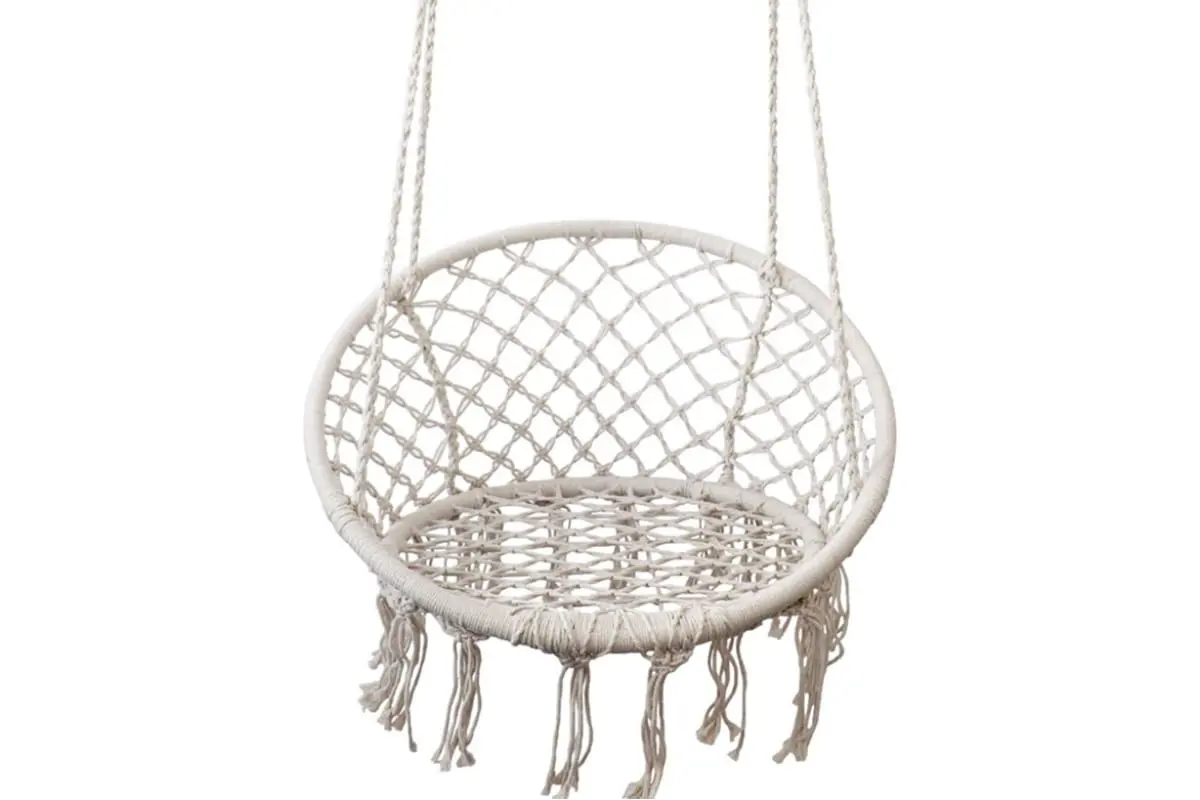 Изображение товара Кресло-гамак Zdk с кисточками 60x80 см бежевый хлопок до 120 кг