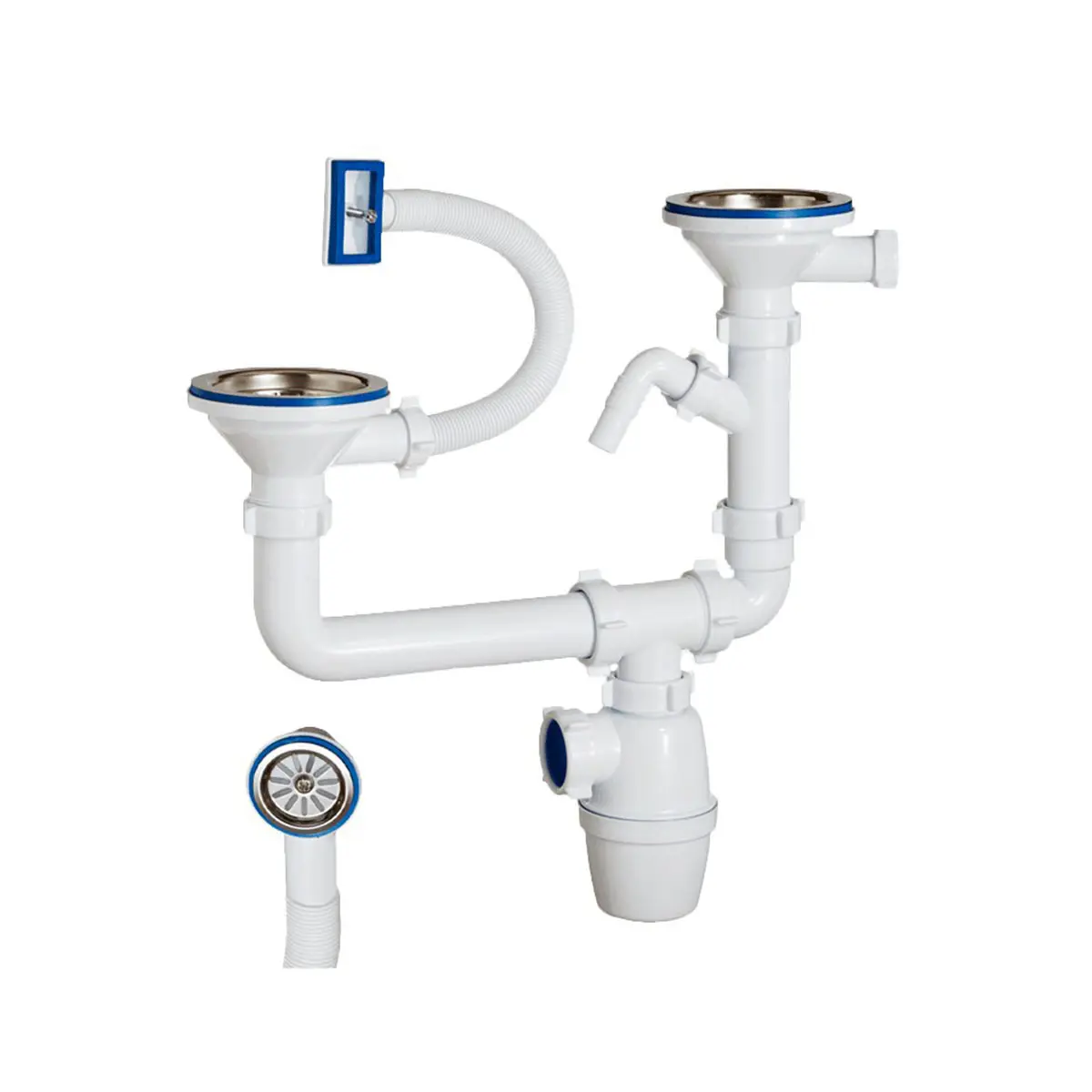 Изображение товара Сифон для двойной мойки Orio 3 1/2"x 40 мм с отводом