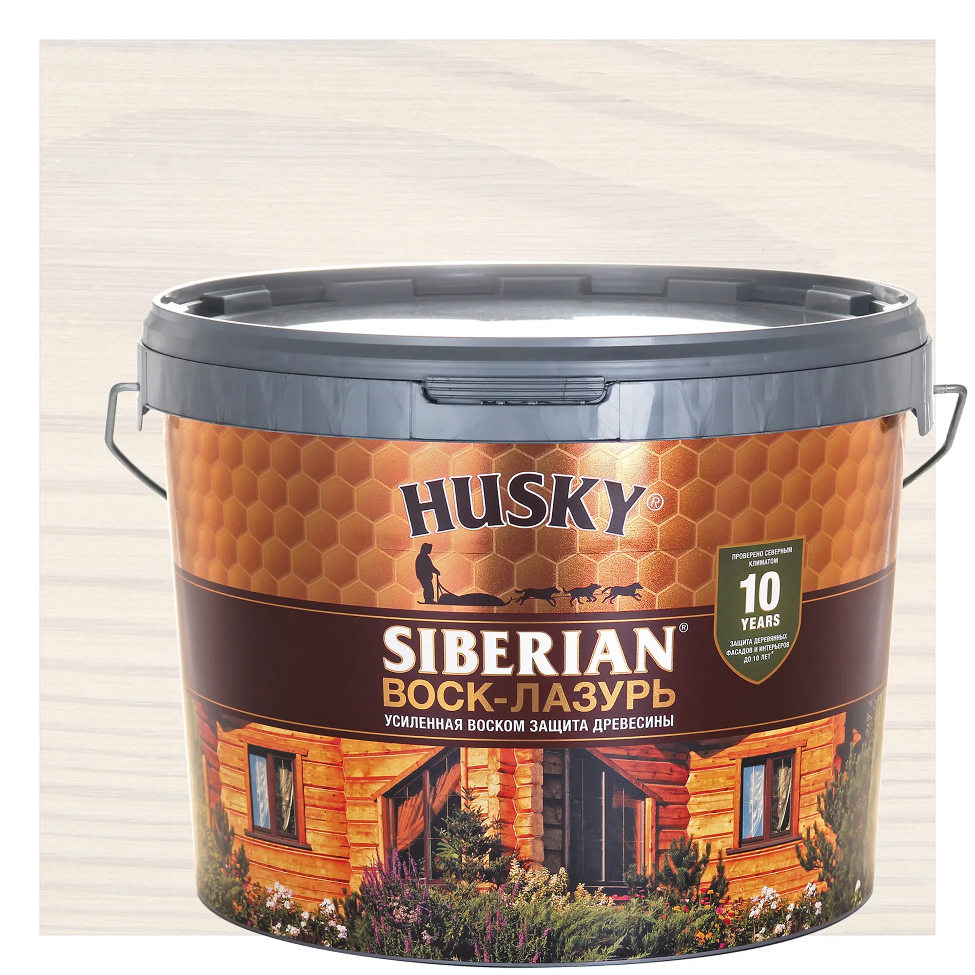 Изображение товара Воск-лазурь Husky Siberian полуматовая белая для дерева 9 л