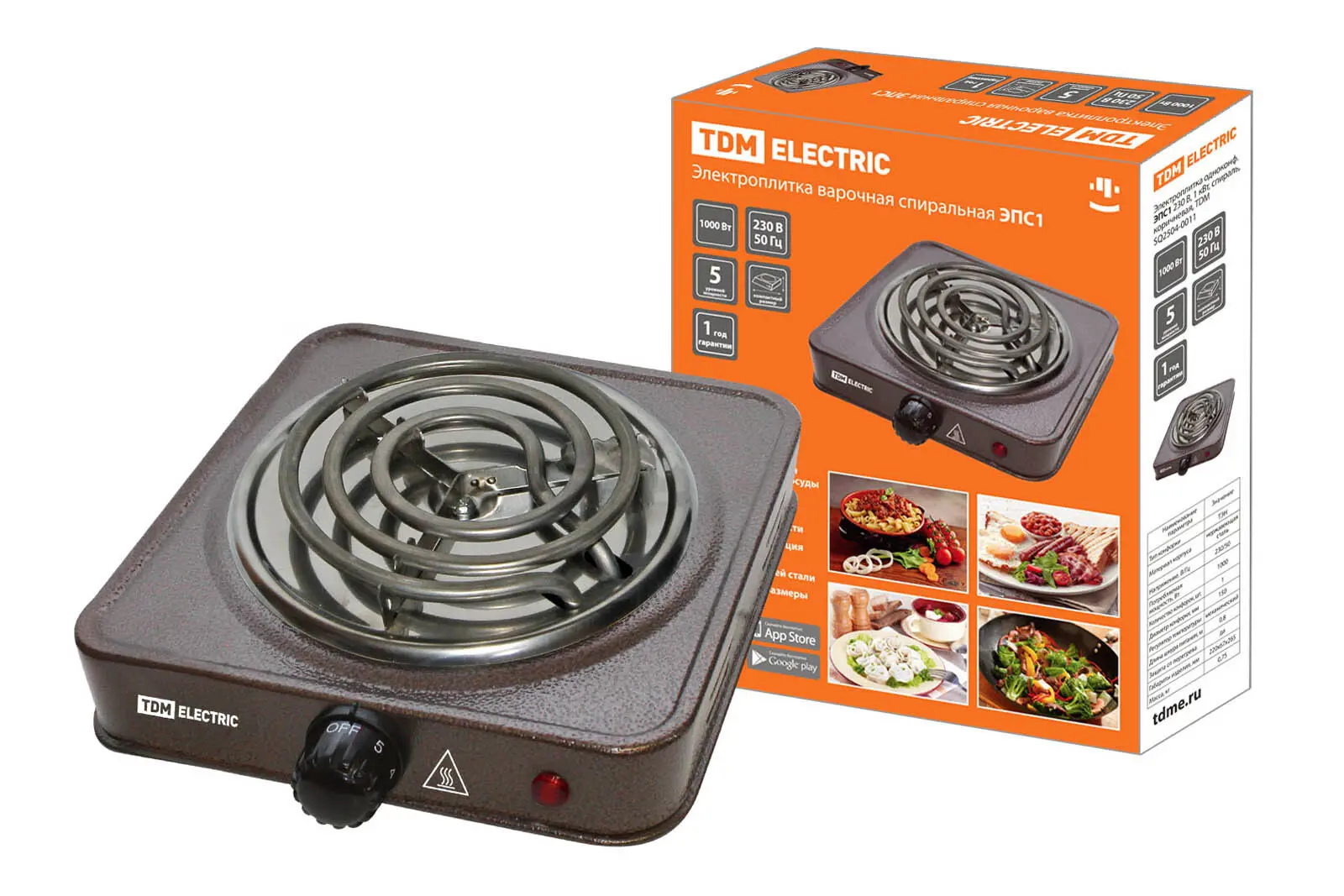 Изображение товара Электрическая настольная плита Tdm Electric SQ2504-0011 22 см 1 конфорка цвет коричневый