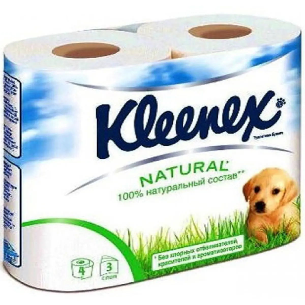 Изображение товара Туалетная бумага Kleenex 3-хслойная белая Natural Care 4 шт