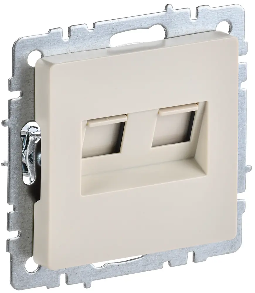 Изображение товара Компьютерная розетка встраиваемая IEK Brite РК/Т12-БрКр RJ45 UTP cat 5e цвет бежевый