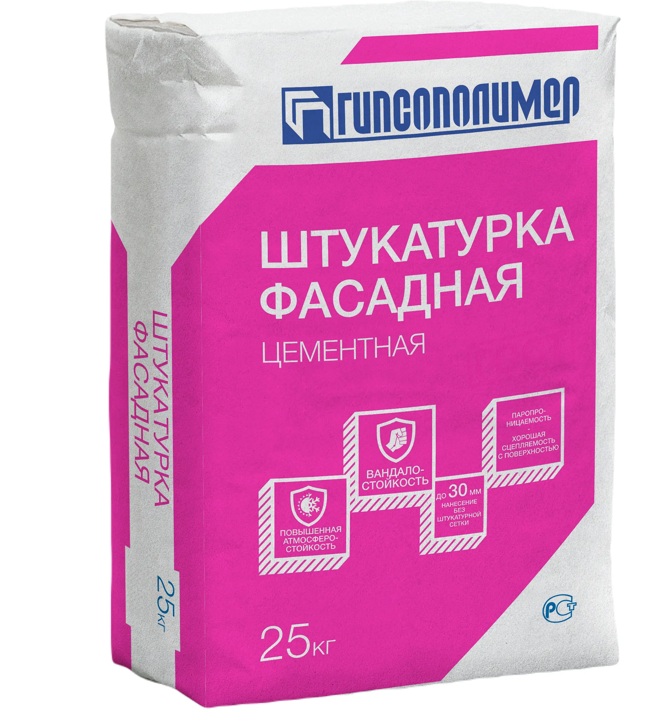 Изображение товара Штукатурка цементная Гипсополимер Фасадная 25 кг