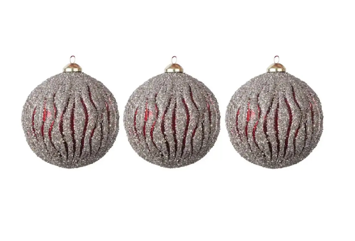Изображение товара Набор елочных шаров Karlsbach 06803 10 см стекло красный 3 шт