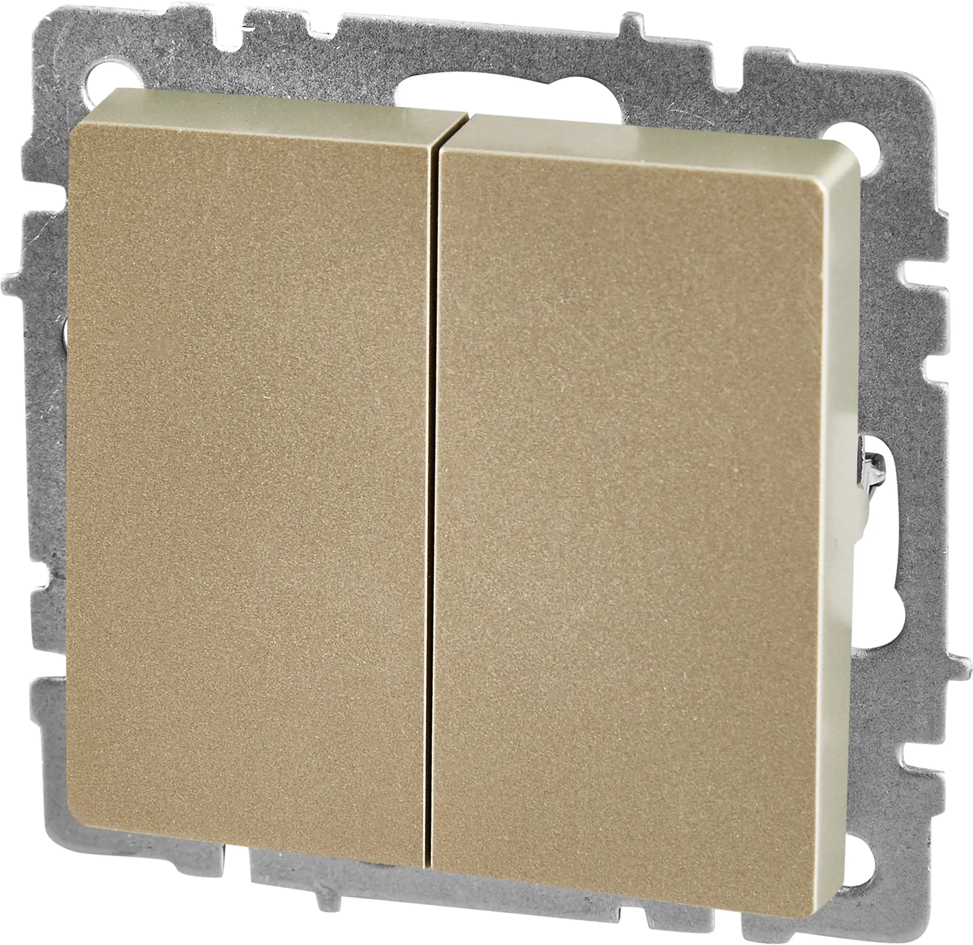 Изображение товара Выключатель проходной встраиваемый IEK Brite 2 клавиши цвет шампань