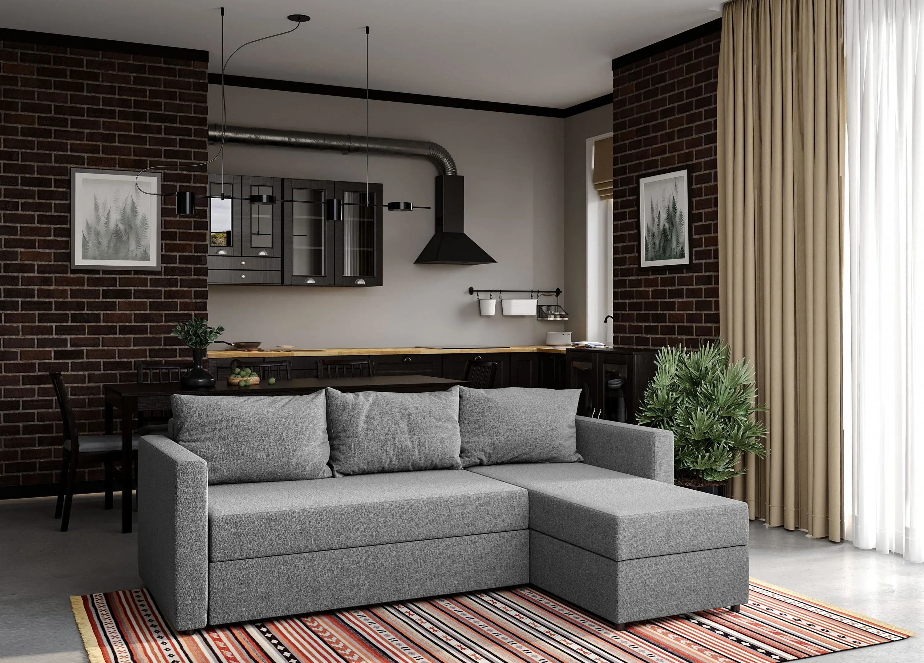 Изображение товара Угловой диван кровать Гуд Лакк Тилаус TILCSB MA90SA 156x72x119 см рогожка цвет светло-серый