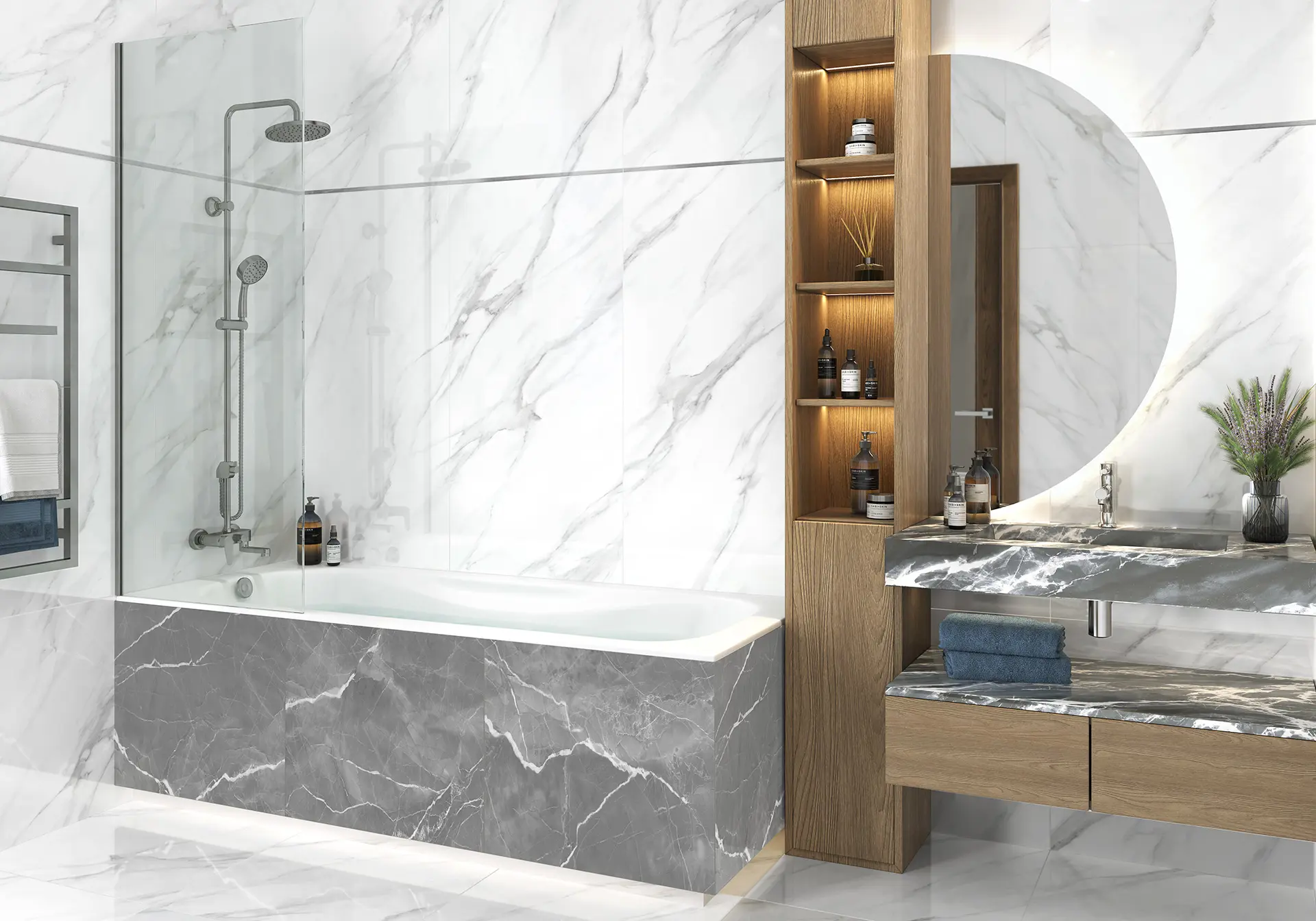 Изображение товара Керамогранит American Calacatta 60x120 см белый полированный для стен и пола