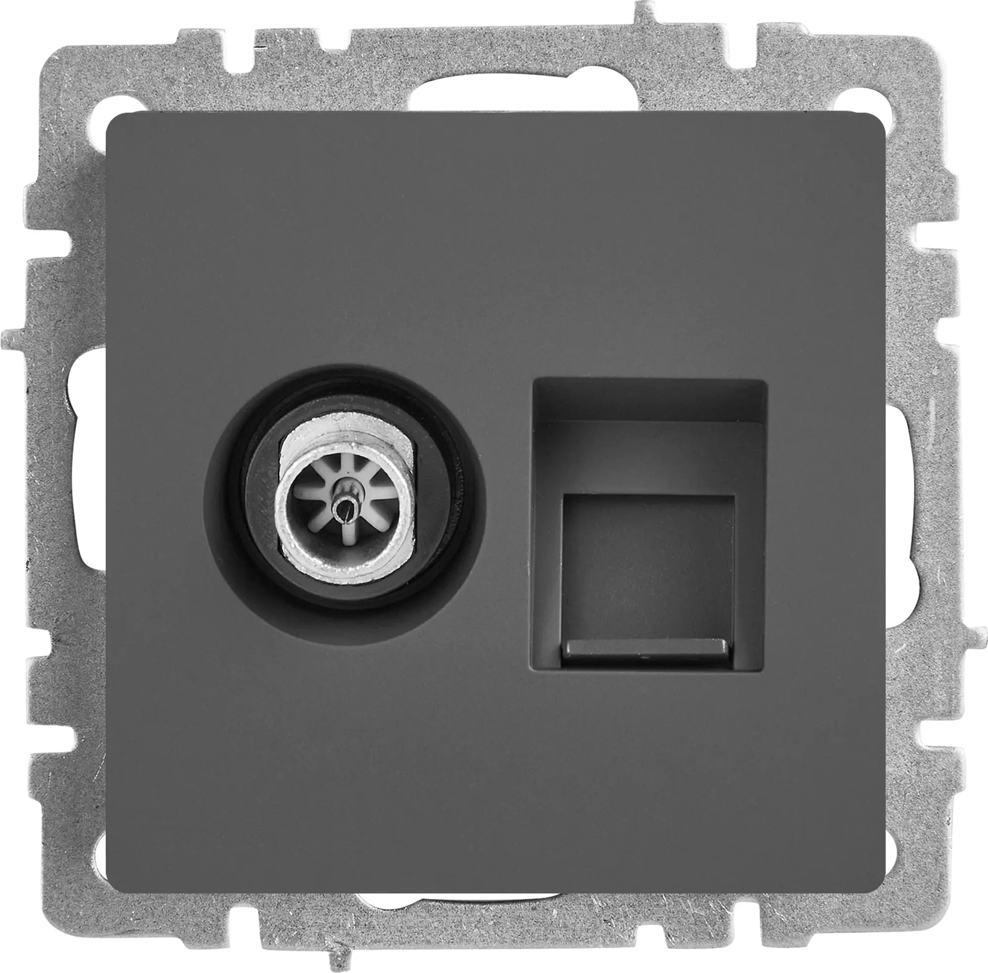 Изображение товара Розетка TV двойная IEK Brite РТВ/РК12-БрГ RJ45 UTP графит встроенная