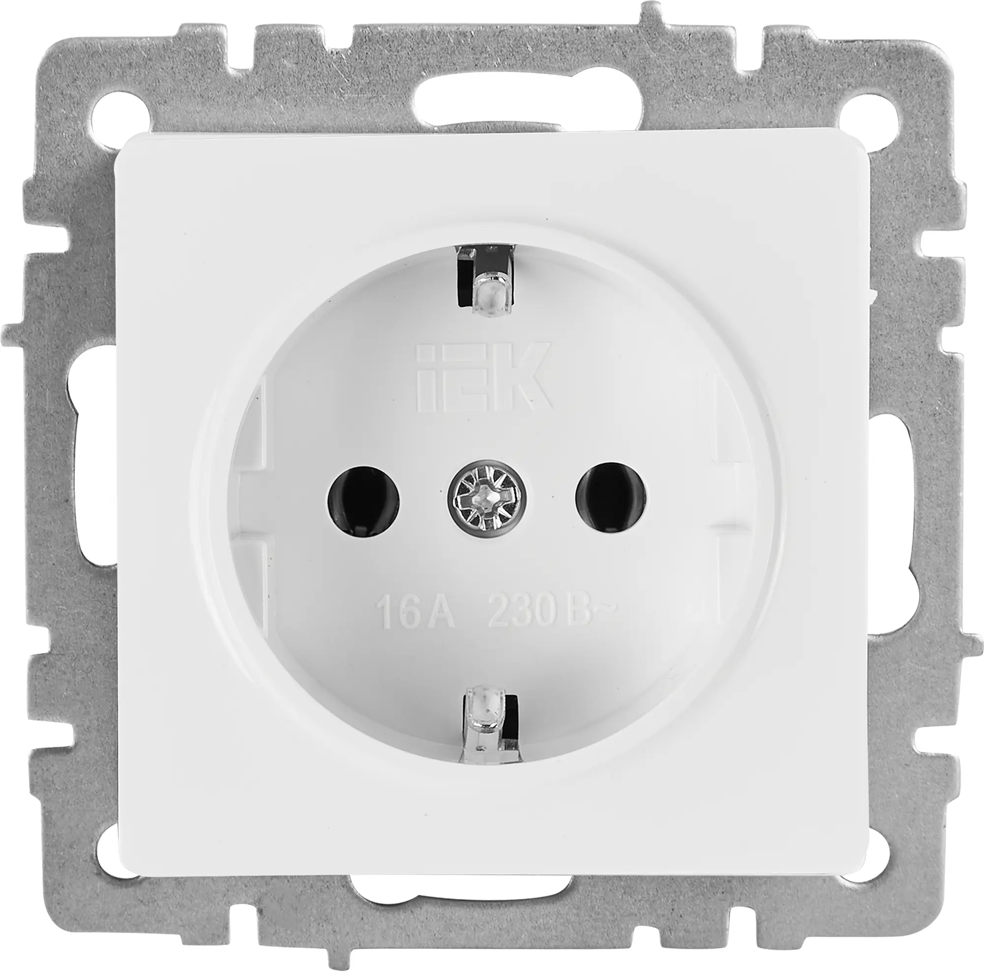 Изображение товара Розетка встраиваемая IEK Brite РС11-1-0-БрБ с заземлением цвет белый