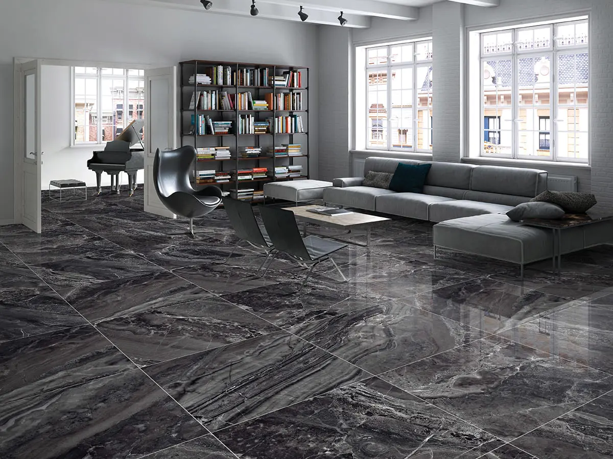 Изображение товара Керамогранит Primavera PR115 60x60 см черный глянцевый мраморный покрытие