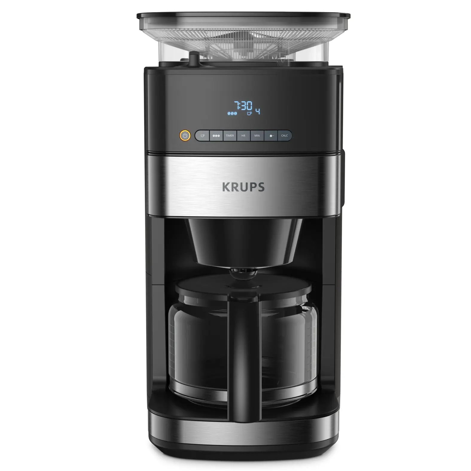 Изображение товара Капельная кофеварка Krups Grind Aroma KM832810 с кофемолкой и таймером черная
