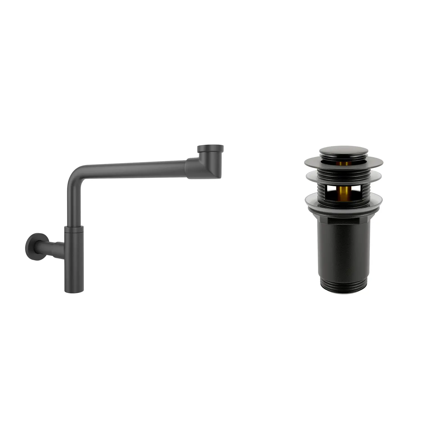 Изображение товара Набор сифона для раковины и донный клапан Wellsee Drainage System 32 мм черный матовый