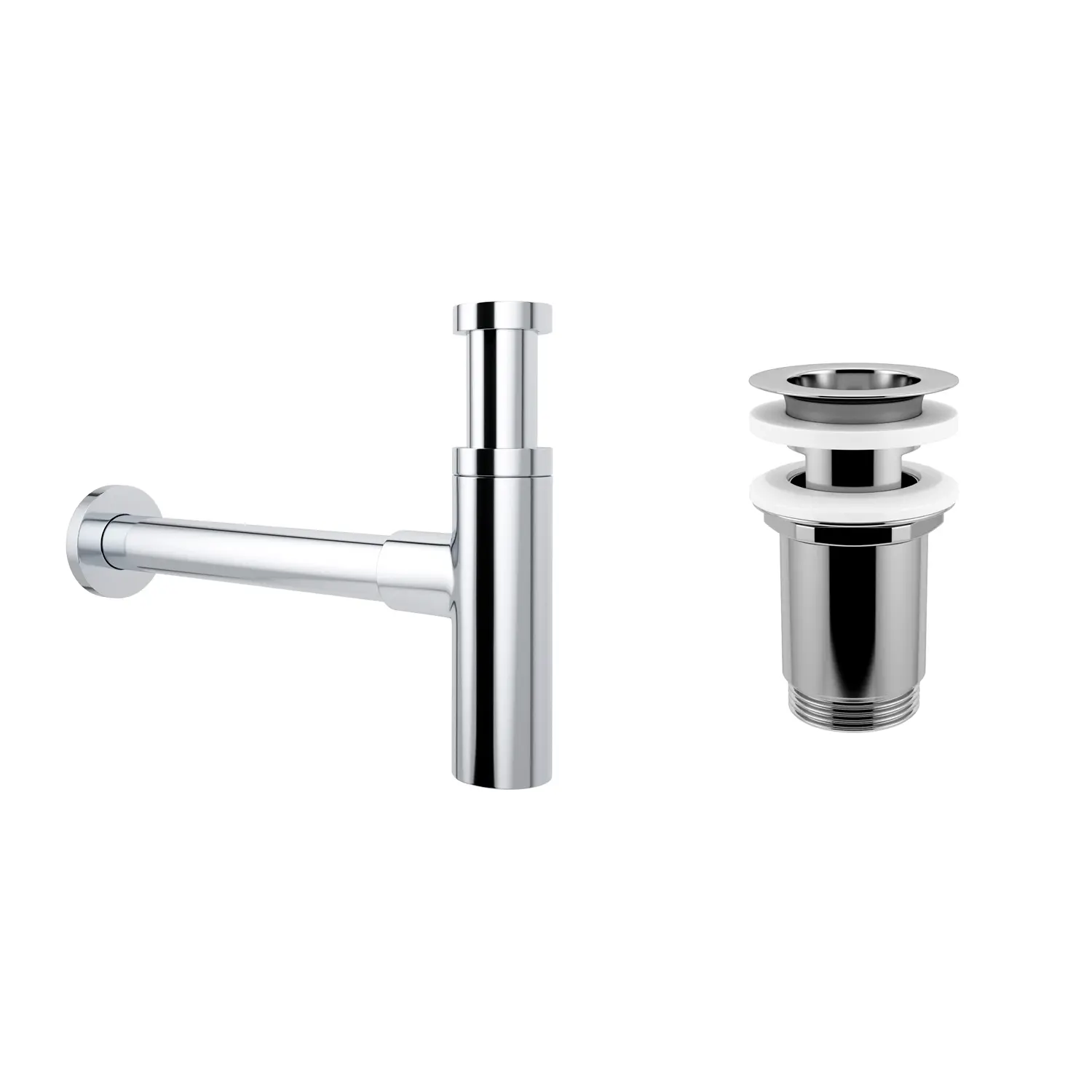 Изображение товара Набор сифона и выпускного клапана для раковины Wellsee, хром, латунь, Польша