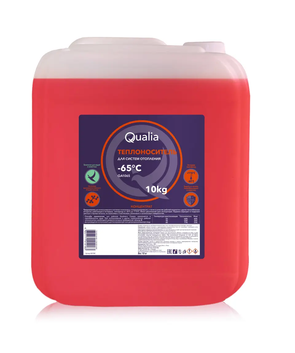 Изображение товара Теплоноситель Qualia QA1065 -65°C 10 кг для отопления