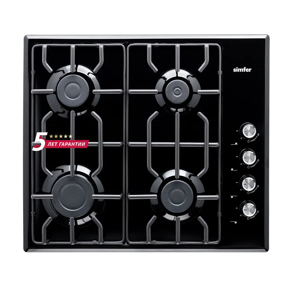 Изображение товара Газовая варочная панель Simfer H60Q40B412 60 см 4 конфорки цвет черный