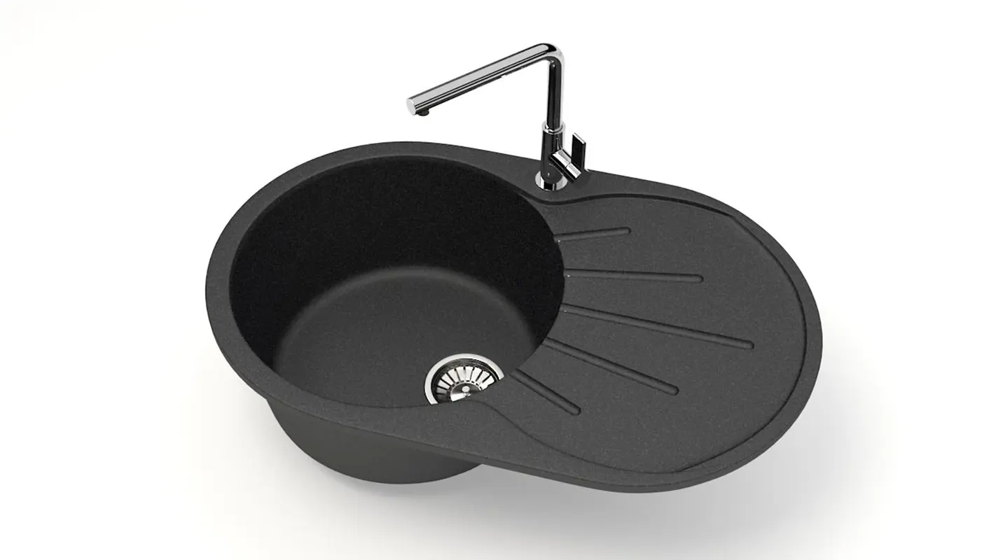 Изображение товара Врезная мойка Glanz J110G032-K 45x73x21.50 см кварц цвет антрацит