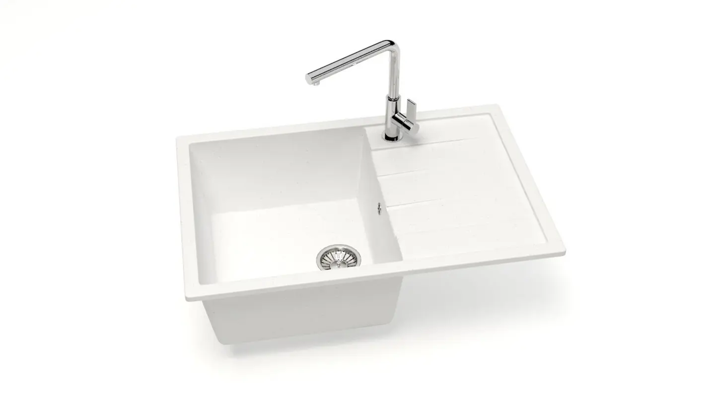 Изображение товара Врезная мойка Glanz J161G031-K 50.50x75x21.80 см кварц цвет белый